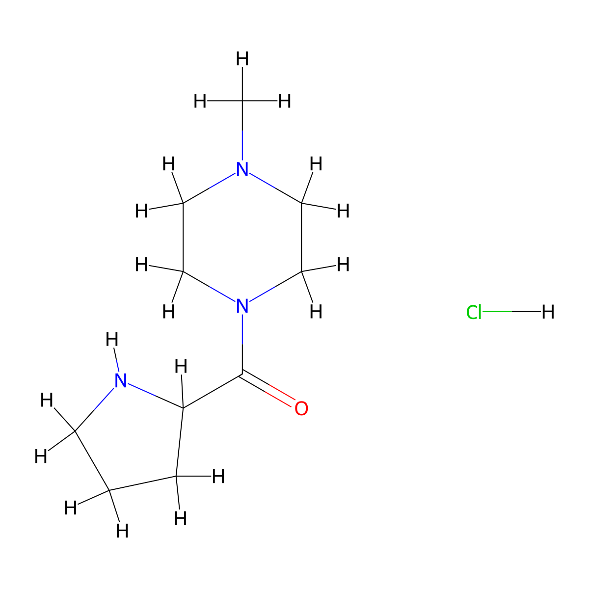 (4-Methyl-1-piperazinyl)(2-pyrrolidinyl)methanone hydrochloride molecular structure, CAS 1236260-93-7