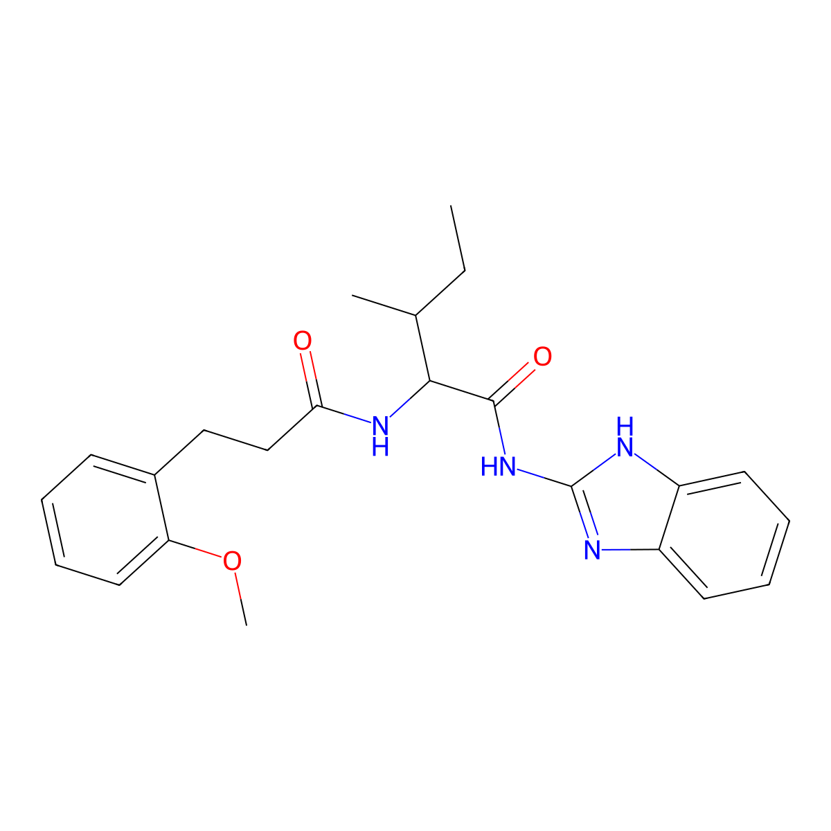 N-(1H-benzo[d]imidazol-2-yl)-2-(3-(2-methoxyphenyl)propanamido)-3-methylpentanamide molecular structure, CAS 1236261-06-5