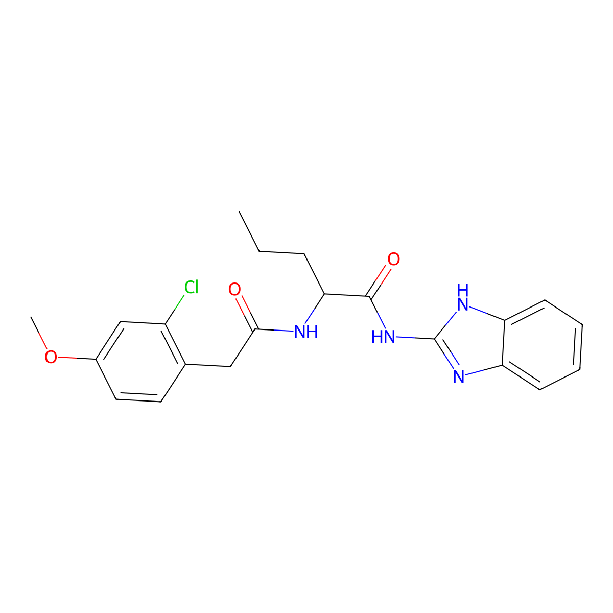 N-(1H-benzo[d]imidazol-2-yl)-2-(2-(2-chloro-4-methoxyphenyl)acetamido)pentanamide molecular structure, CAS 1236261-10-1