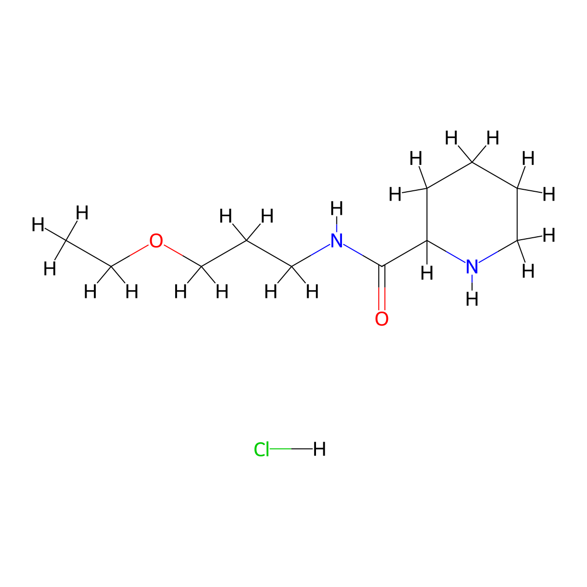 N-(3-Ethoxypropyl)-2-piperidinecarboxamide hydrochloride molecular structure, CAS 1236261-14-5