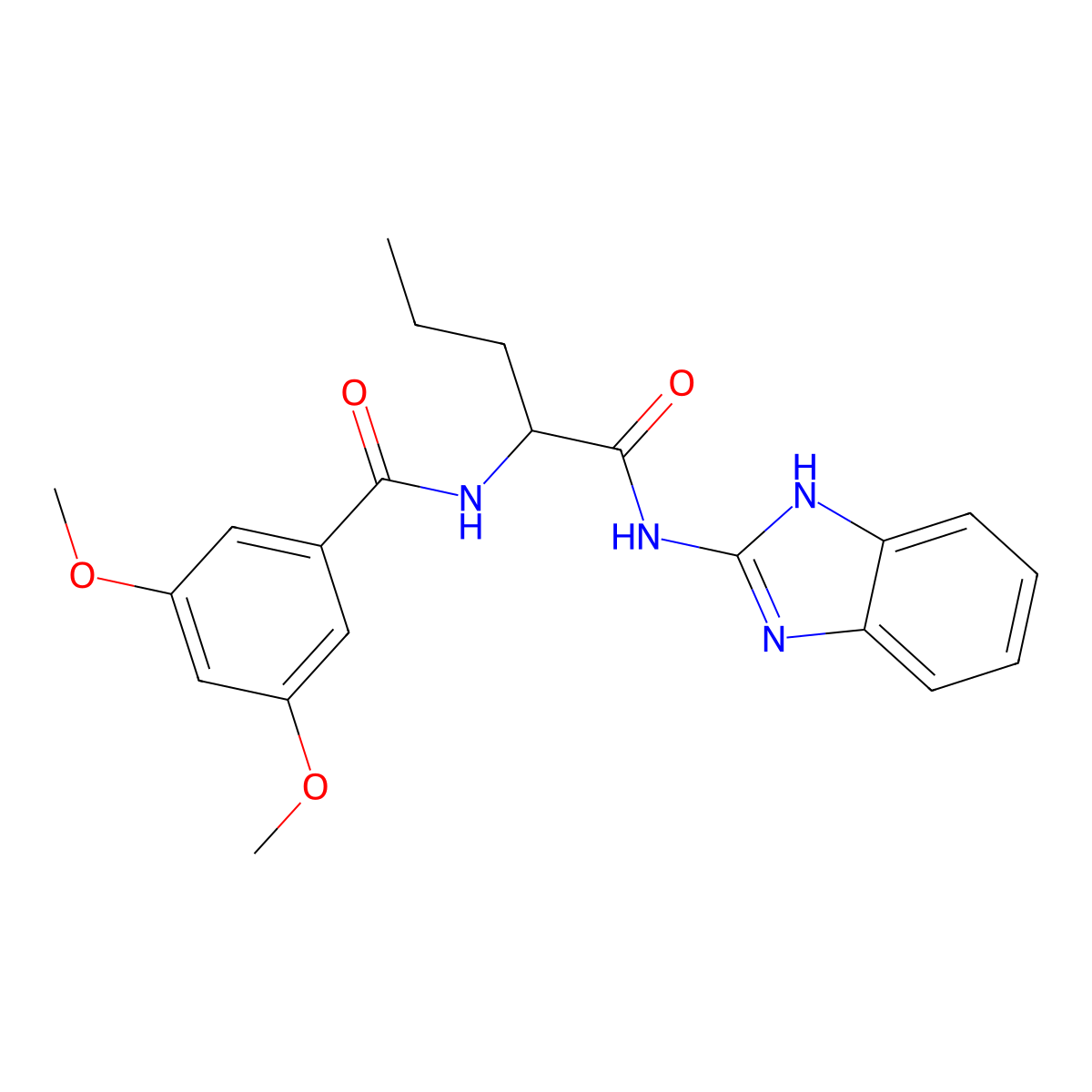 N-(1H-1,3-benzodiazol-2-yl)-2-[(3,5-dimethoxyphenyl)formamido]pentanamide molecular structure, CAS 1236261-16-7