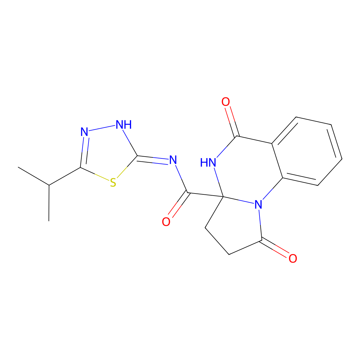 1,5-dioxo-N-[(2Z)-5-(propan-2-yl)-1,3,4-thiadiazol-2(3H)-ylidene]-2,3,4,5-tetrahydropyrrolo[1,2-a]quinazoline-3a(1H)-carboxamide molecular structure, CAS 1236261-18-9