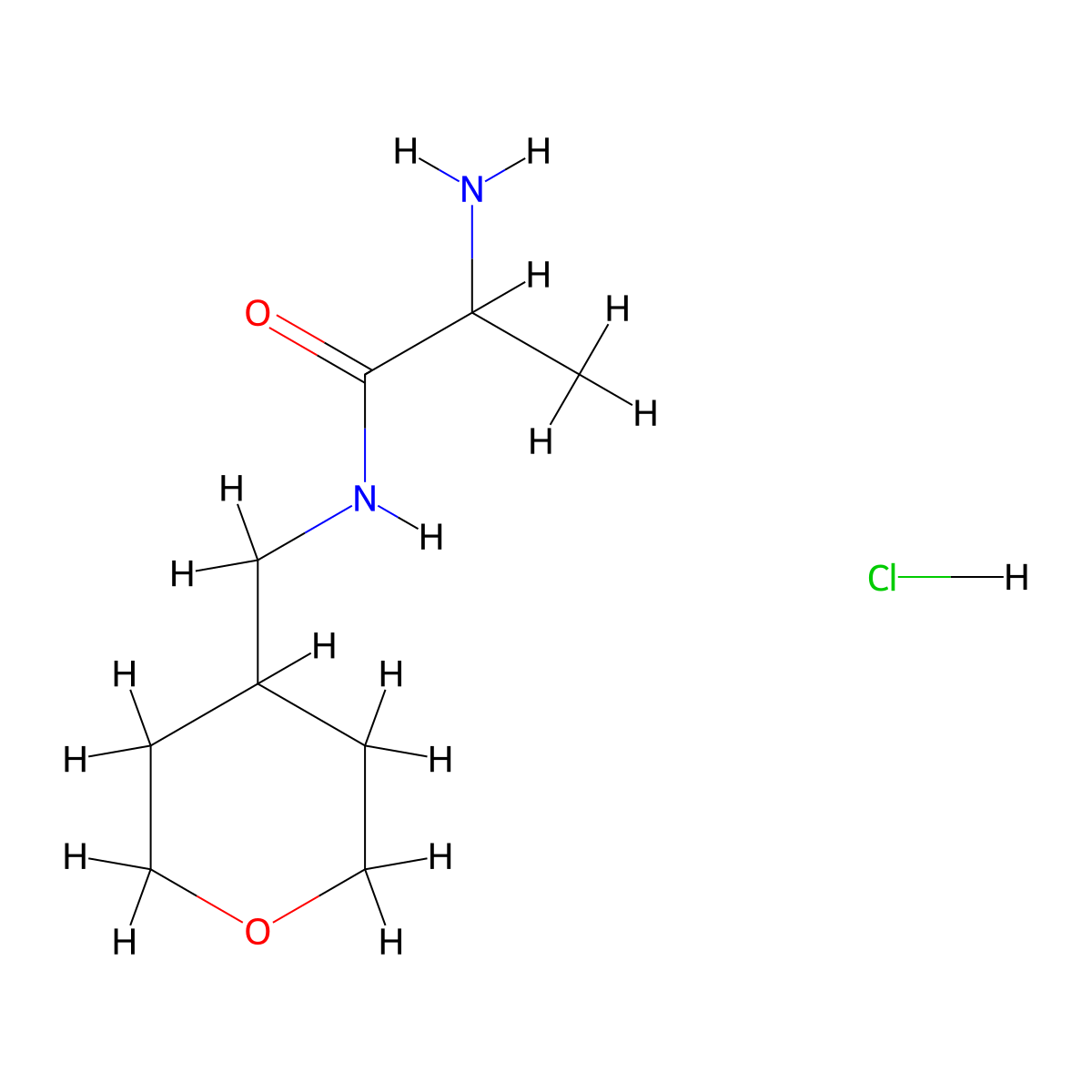 2-Amino-N-(tetrahydro-2H-pyran-4-ylmethyl)-propanamide hydrochloride molecular structure, CAS 1236261-42-9