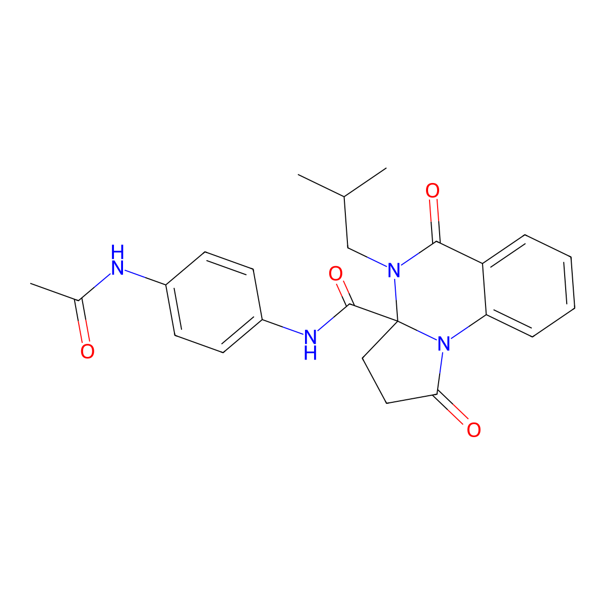 N-[4-(acetylamino)phenyl]-4-isobutyl-1,5-dioxo-2,3,4,5-tetrahydropyrrolo[1,2-a]quinazoline-3a(1H)-carboxamide molecular structure, CAS 1236261-69-0