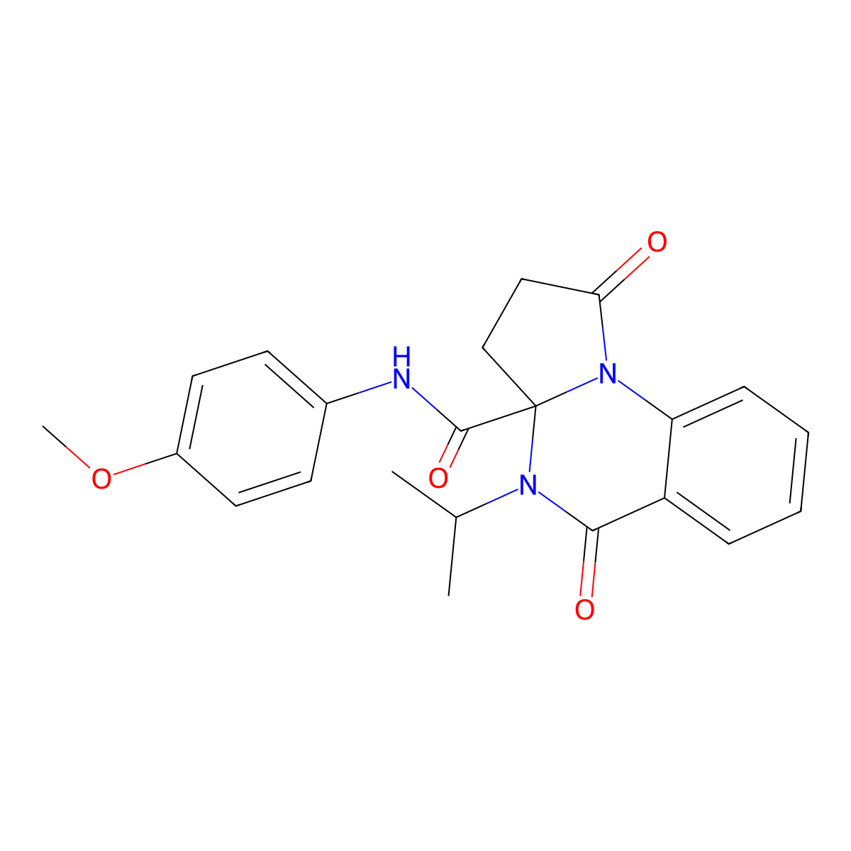 4-isopropyl-N-(4-methoxyphenyl)-1,5-dioxo-2,3,4,5-tetrahydropyrrolo[1,2-a]quinazoline-3a(1H)-carboxamide molecular structure, CAS 1236261-71-4