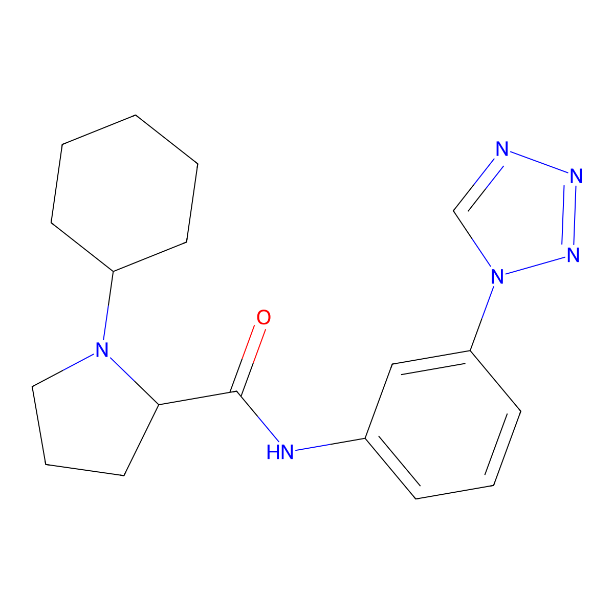 1-cyclohexyl-N-[3-(1H-tetrazol-1-yl)phenyl]prolinamide molecular structure, CAS 1236261-81-6
