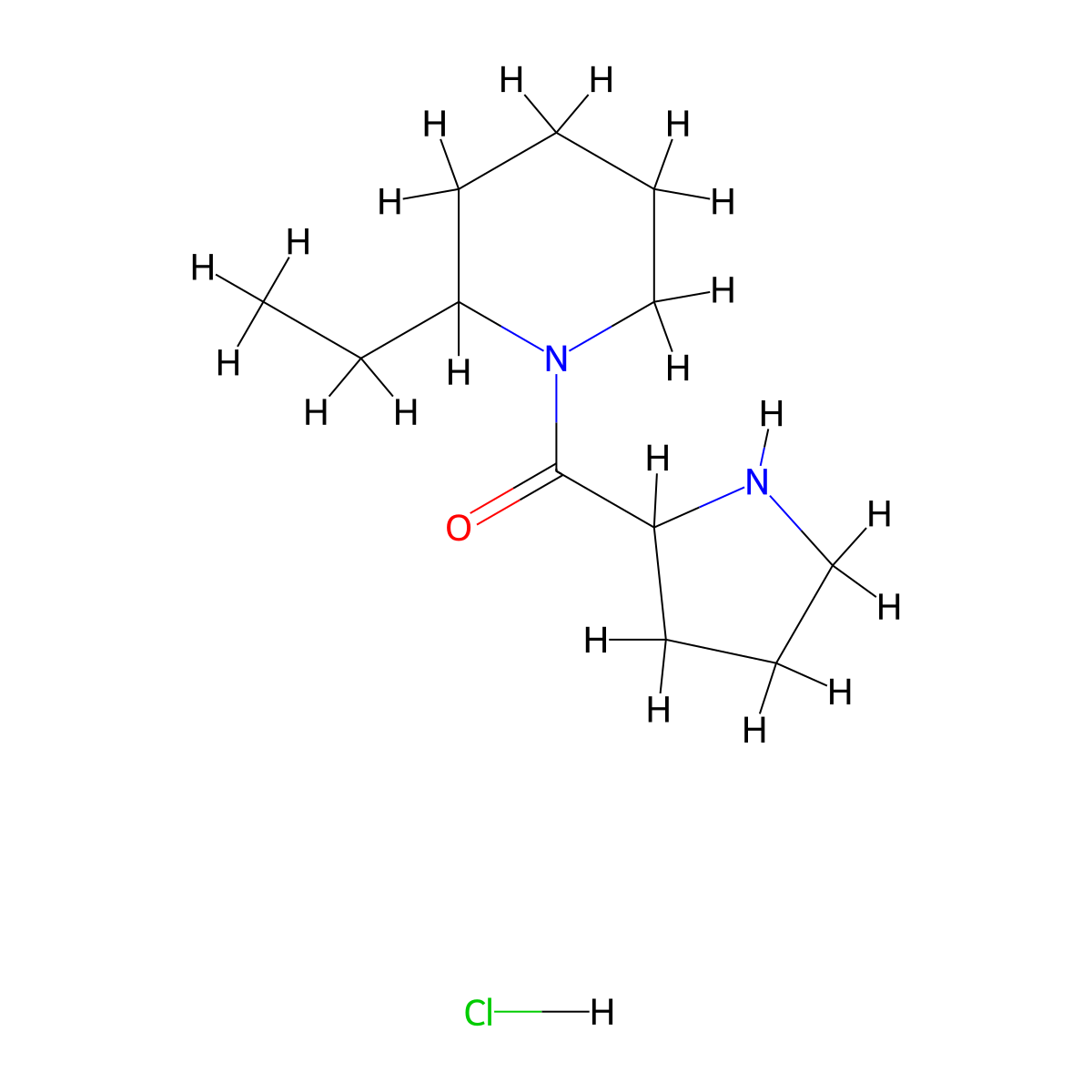 (2-Ethyl-1-piperidinyl)(2-pyrrolidinyl)methanone hydrochloride molecular structure, CAS 1236261-88-3