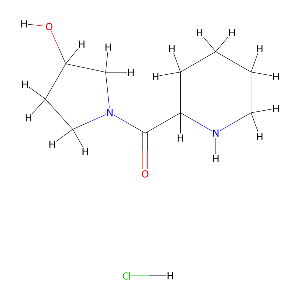 (3-Hydroxy-1-pyrrolidinyl)(2-piperidinyl)-methanone hydrochloride molecular structure, CAS 1236261-98-5