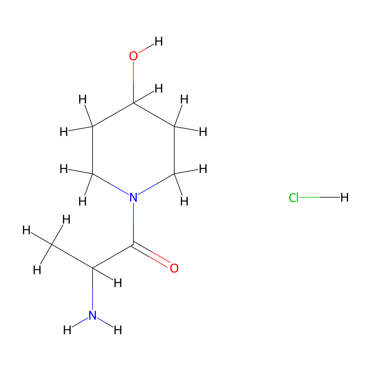 2-Amino-1-(4-hydroxy-1-piperidinyl)-1-propanone hydrochloride molecular structure, CAS 1236262-03-5