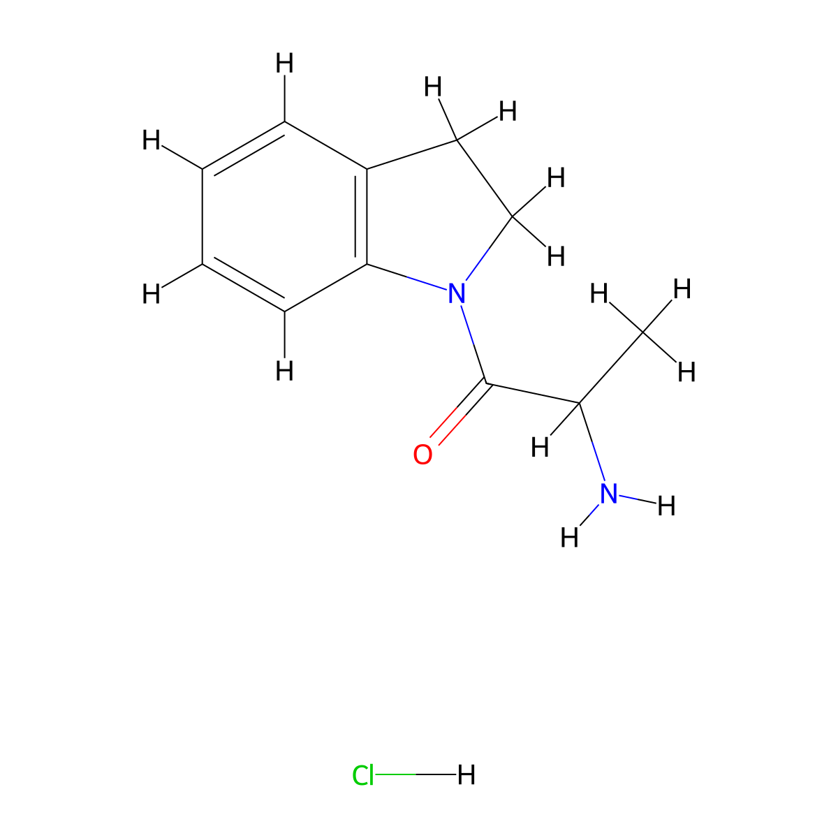 2-Amino-1-(2,3-dihydro-1H-indol-1-yl)-1-propanone hydrochloride molecular structure, CAS 1236262-07-9