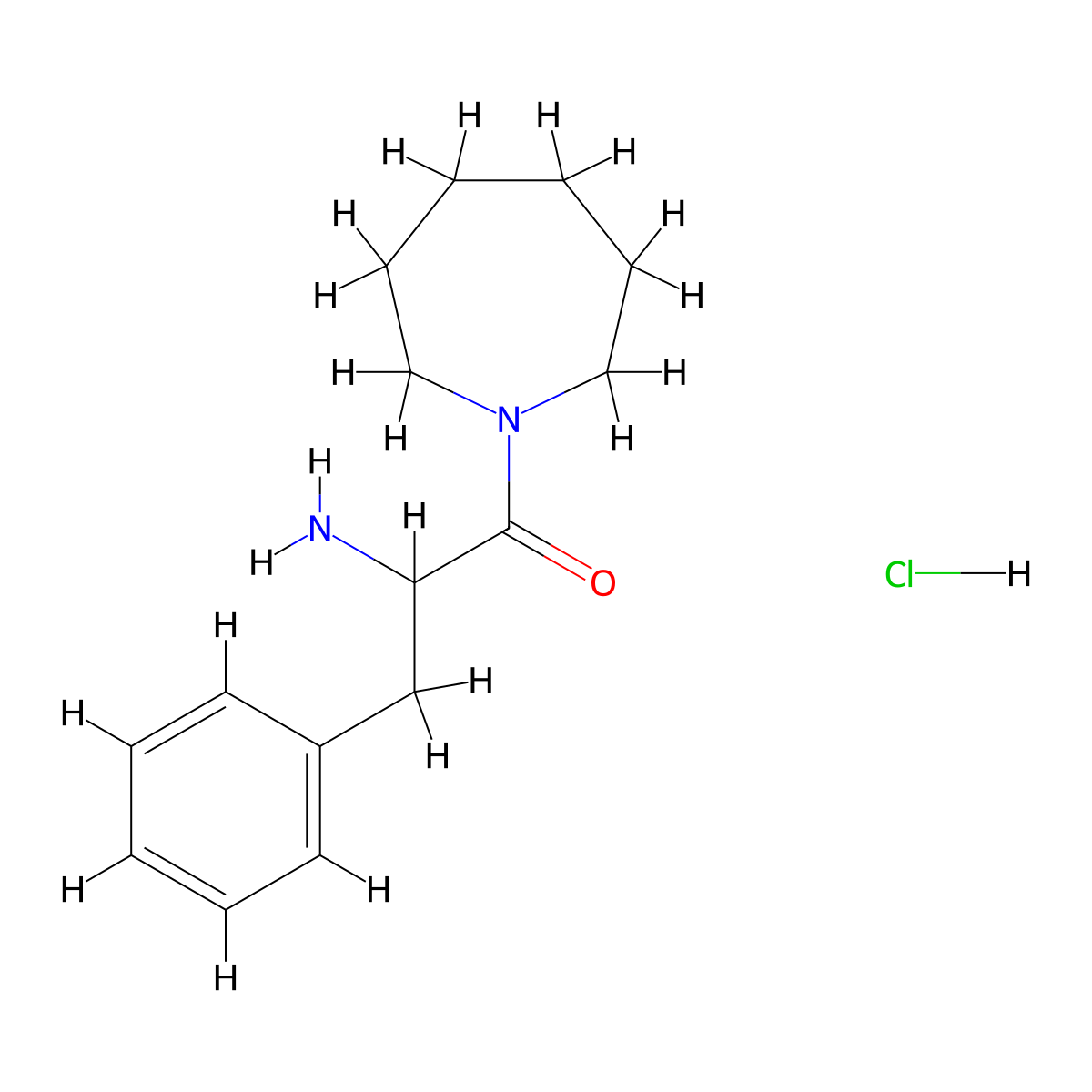 2-Amino-1-(1-azepanyl)-3-phenyl-1-propanone hydrochloride molecular structure, CAS 1236262-13-7