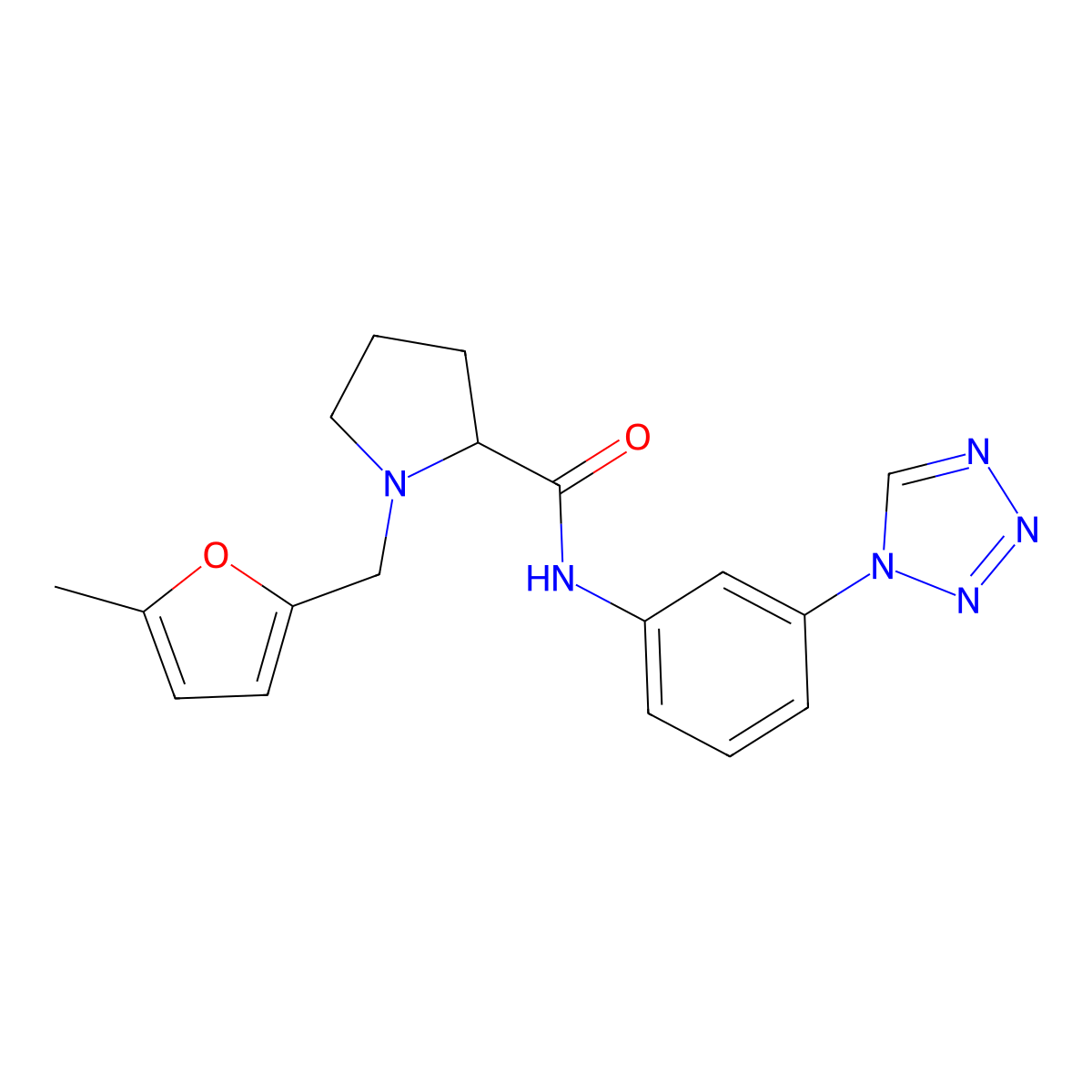 1-[(5-methyl-2-furyl)methyl]-N-[3-(1H-tetrazol-1-yl)phenyl]prolinamide molecular structure, CAS 1236262-14-8