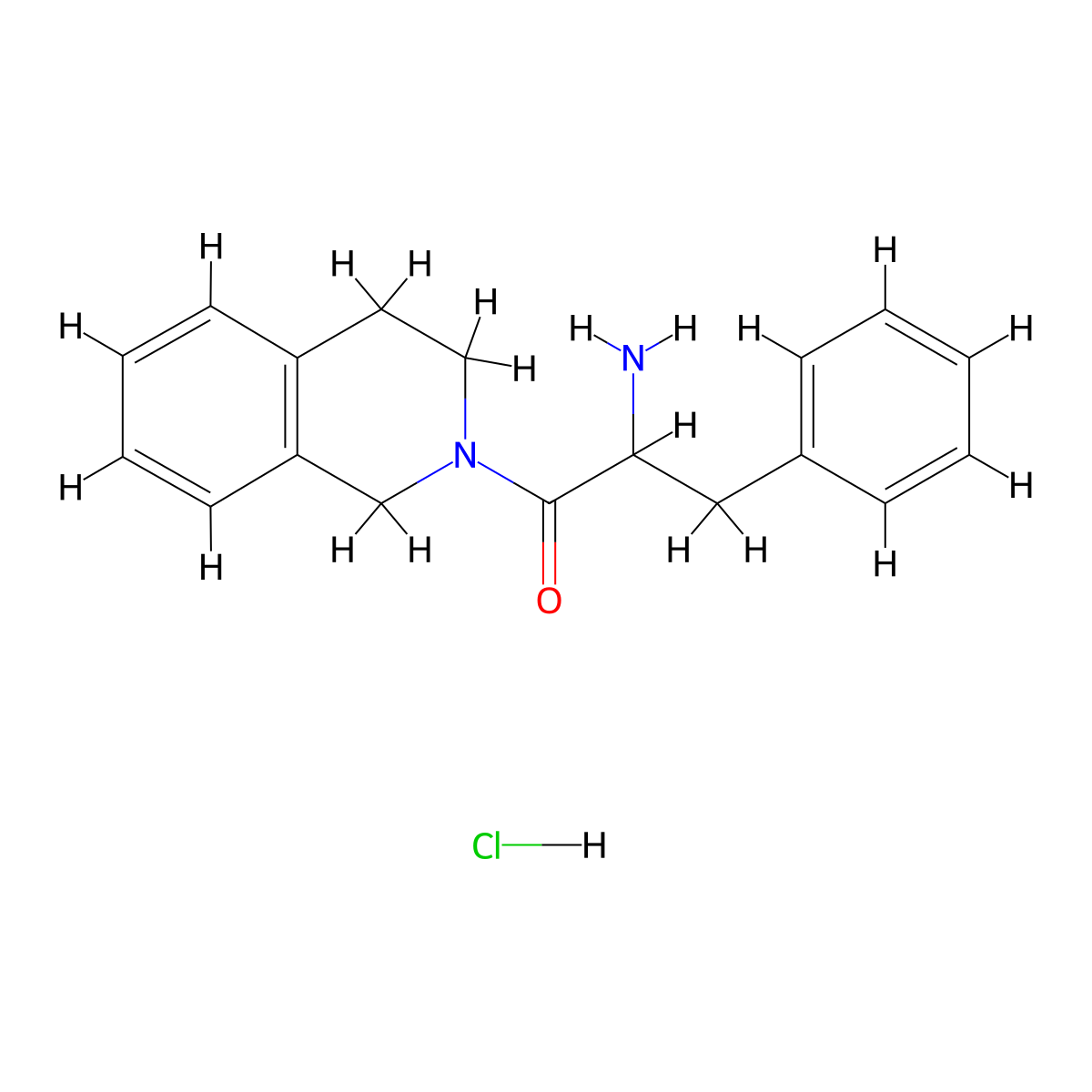 2-Amino-1-[3,4-dihydro-2(1H)-isoquinolinyl]-3-phenyl-1-propanone hydrochloride molecular structure, CAS 1236262-17-1