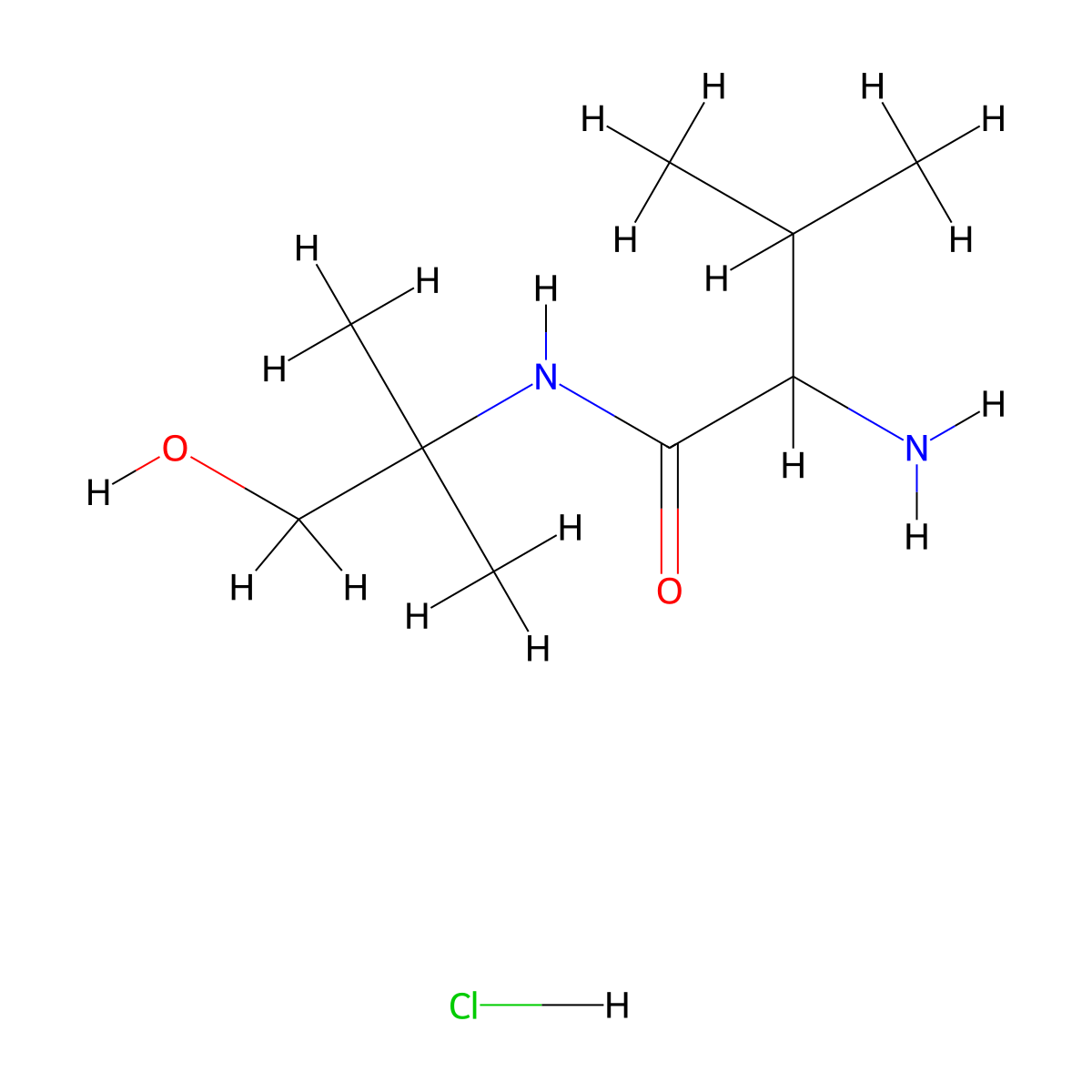 2-Amino-N-(2-hydroxy-1,1-dimethylethyl)-3-methylbutanamide hydrochloride molecular structure, CAS 1236262-47-7