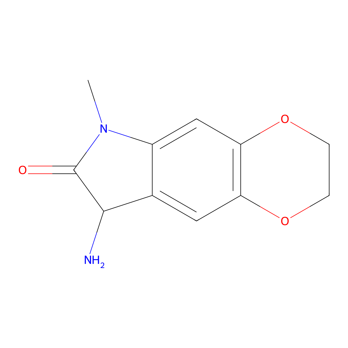 8-amino-6-methyl-6,8-dihydro-2H-[1,4]dioxino[2,3-f]indol-7(3H)-one molecular structure, CAS 1236262-75-1