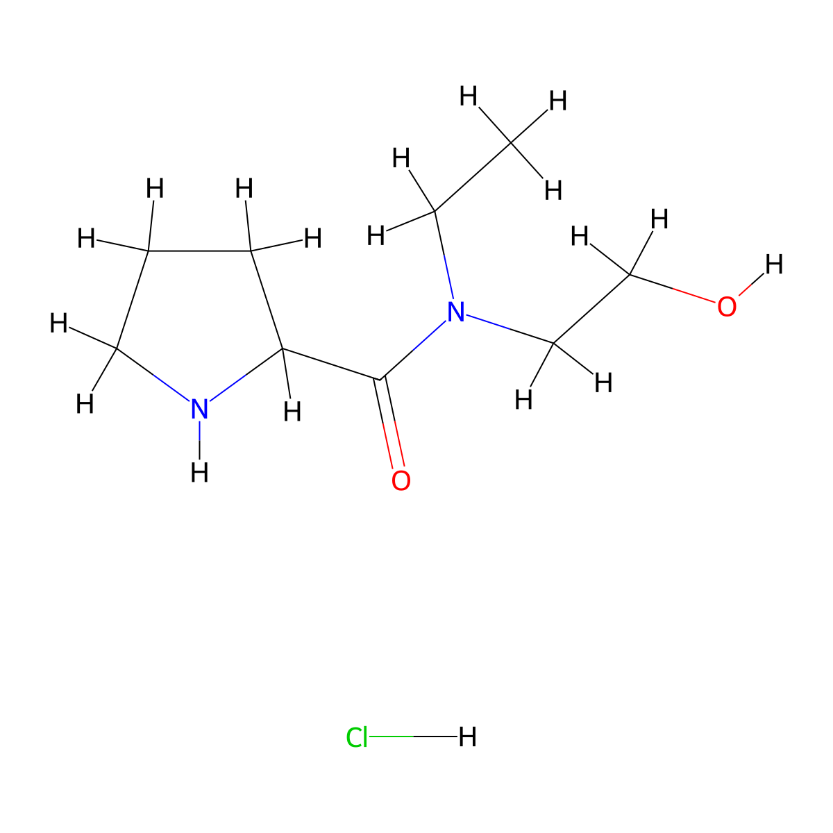 N-Ethyl-N-(2-hydroxyethyl)-2-pyrrolidinecarboxamide hydrochloride molecular structure, CAS 1236262-90-0