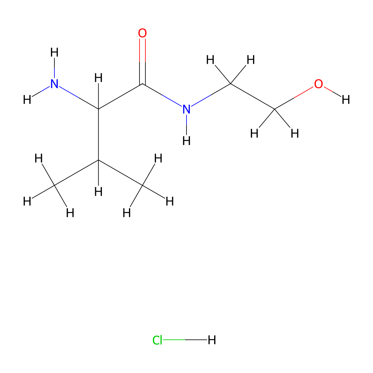 2-Amino-N-(2-hydroxyethyl)-3-methylbutanamide hydrochloride molecular structure, CAS 1236263-45-8