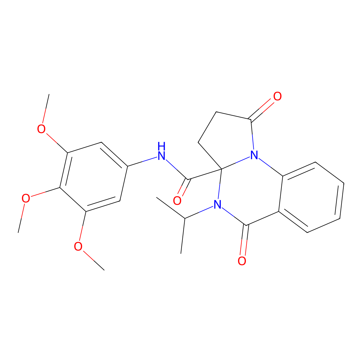 4-isopropyl-1,5-dioxo-N-(3,4,5-trimethoxyphenyl)-2,3,4,5-tetrahydropyrrolo[1,2-a]quinazoline-3a(1H)-carboxamide molecular structure, CAS 1236263-69-6