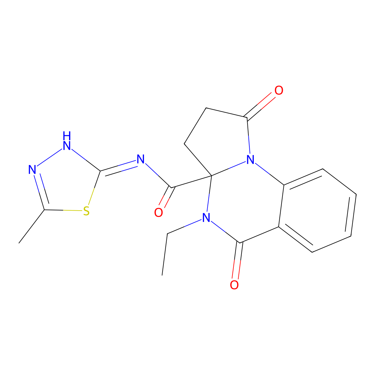 4-ethyl-N-[(2Z)-5-methyl-1,3,4-thiadiazol-2(3H)-ylidene]-1,5-dioxo-2,3,4,5-tetrahydropyrrolo[1,2-a]quinazoline-3a(1H)-carboxamide molecular structure, CAS 1236264-09-7