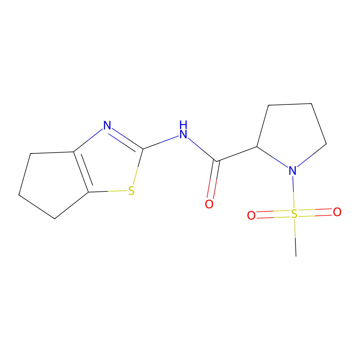 N-(5,6-dihydro-4H-cyclopenta[d]thiazol-2-yl)-1-(methylsulfonyl)pyrrolidine-2-carboxamide molecular structure, CAS 1236264-44-0