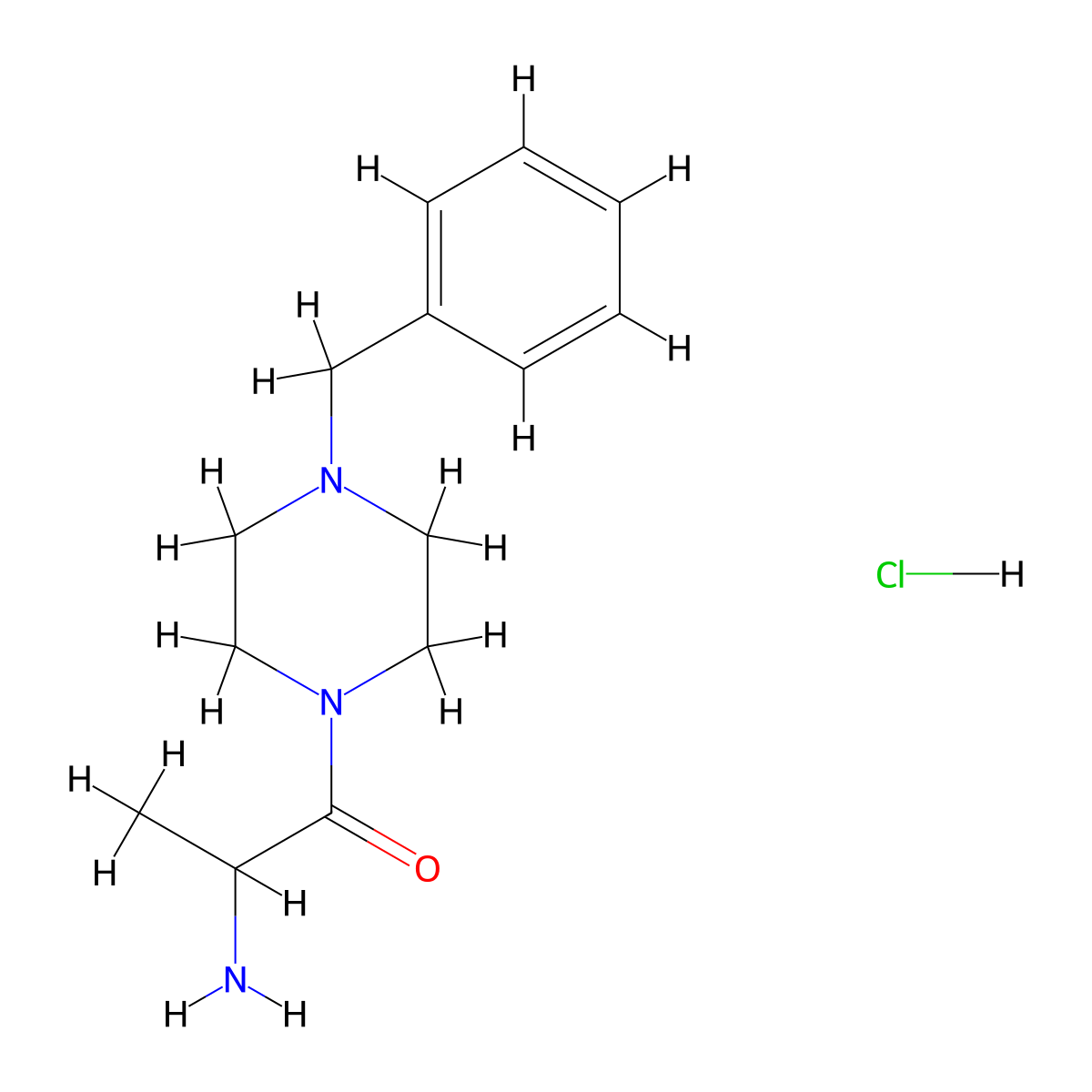 2-Amino-1-(4-benzyl-1-piperazinyl)-1-propanone hydrochloride molecular structure, CAS 1236265-35-2