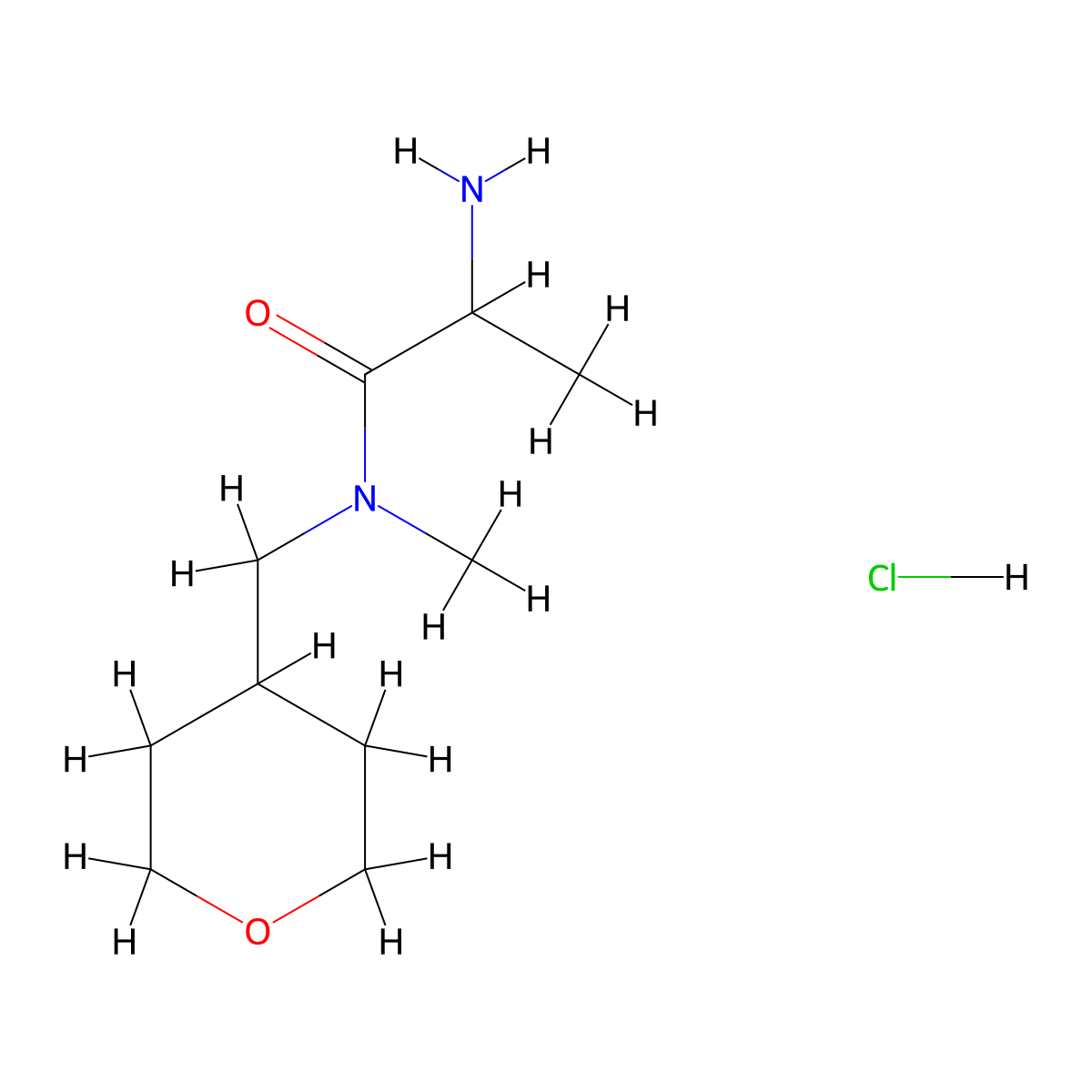 2-Amino-N-methyl-N-(tetrahydro-2H-pyran-4-ylmethyl)propanamide hydrochloride molecular structure, CAS 1236265-44-3