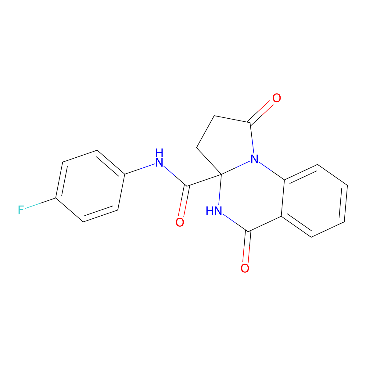 N-(4-fluorophenyl)-5-hydroxy-1-oxo-2,3-dihydropyrrolo[1,2-a]quinazoline-3a(1H)-carboxamide molecular structure, CAS 1236265-59-0