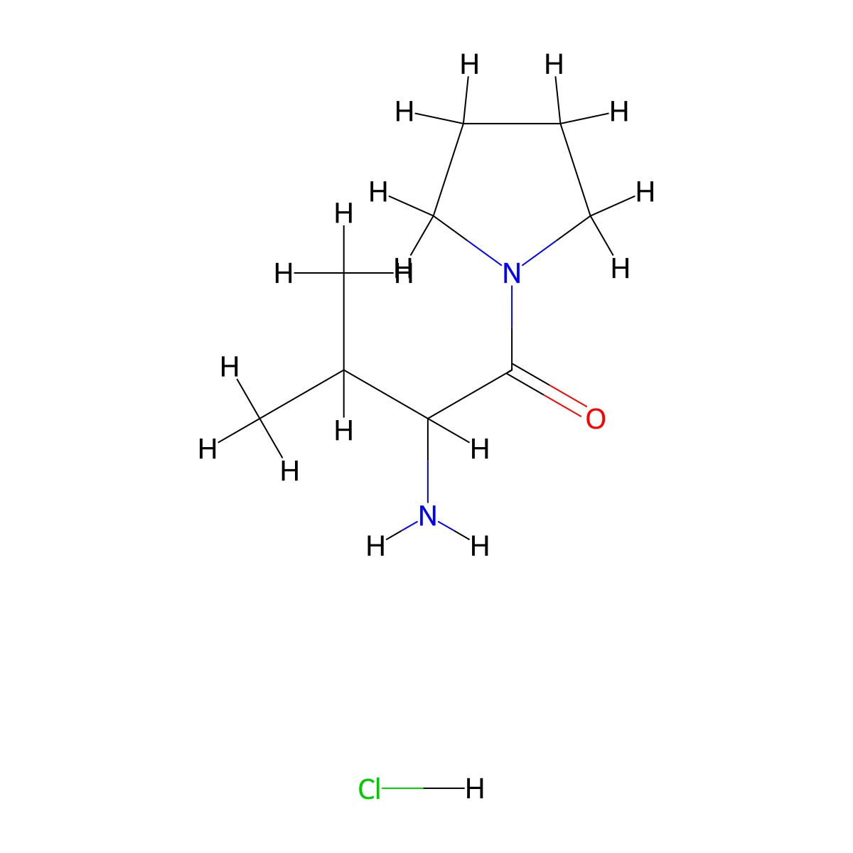 2-Amino-3-methyl-1-(pyrrolidin-1-yl)butan-1-one hydrochloride molecular structure, CAS 1236266-10-6