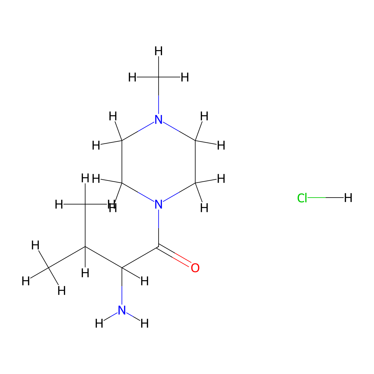 2-Amino-3-methyl-1-(4-methyl-1-piperazinyl)-1-butanone hydrochloride molecular structure, CAS 1236266-34-4