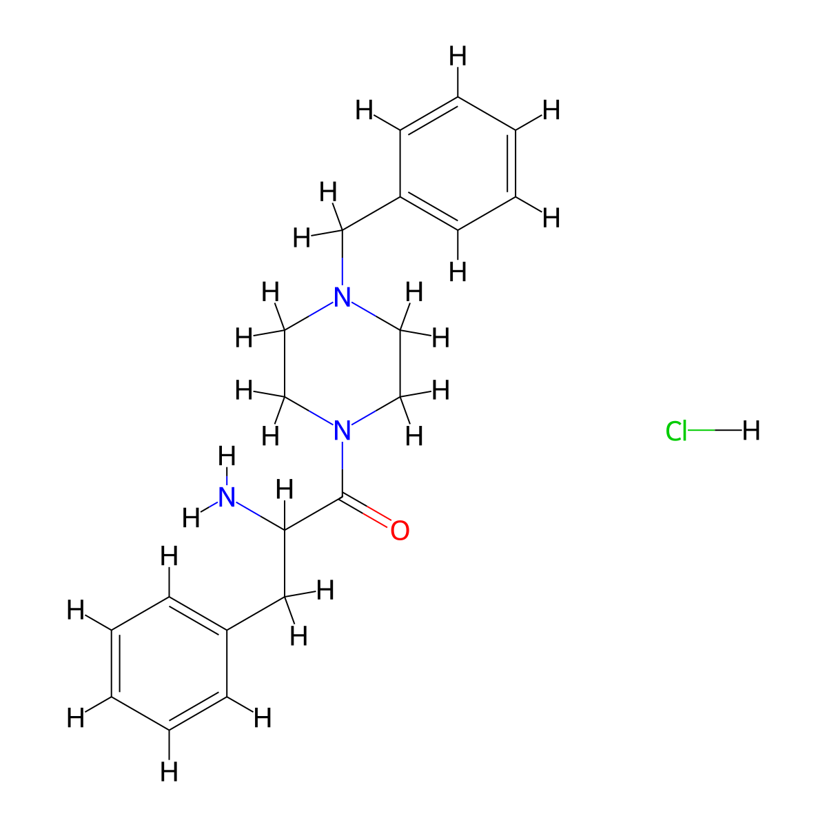 2-Amino-1-(4-benzyl-1-piperazinyl)-3-phenyl-1-propanone hydrochloride molecular structure, CAS 1236266-39-9