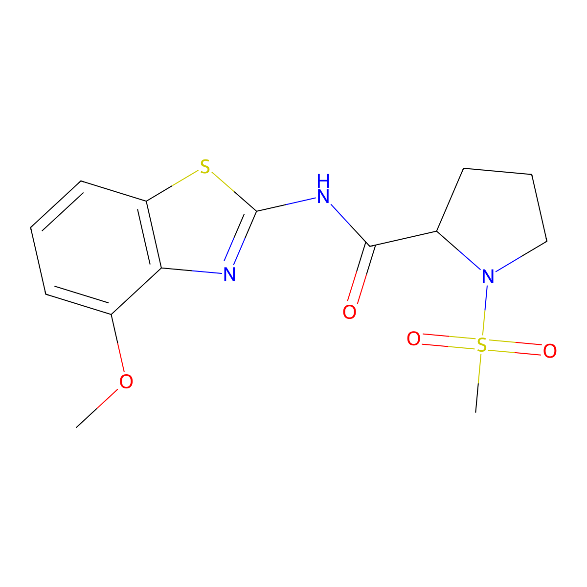 N-(4-methoxybenzo[d]thiazol-2-yl)-1-(methylsulfonyl)pyrrolidine-2-carboxamide molecular structure, CAS 1236266-47-9