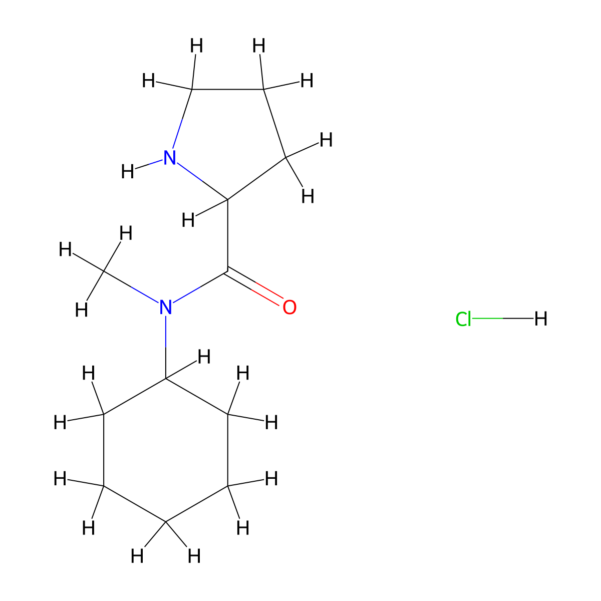 N-Cyclohexyl-N-methyl-2-pyrrolidinecarboxamide hydrochloride molecular structure, CAS 1236266-49-1