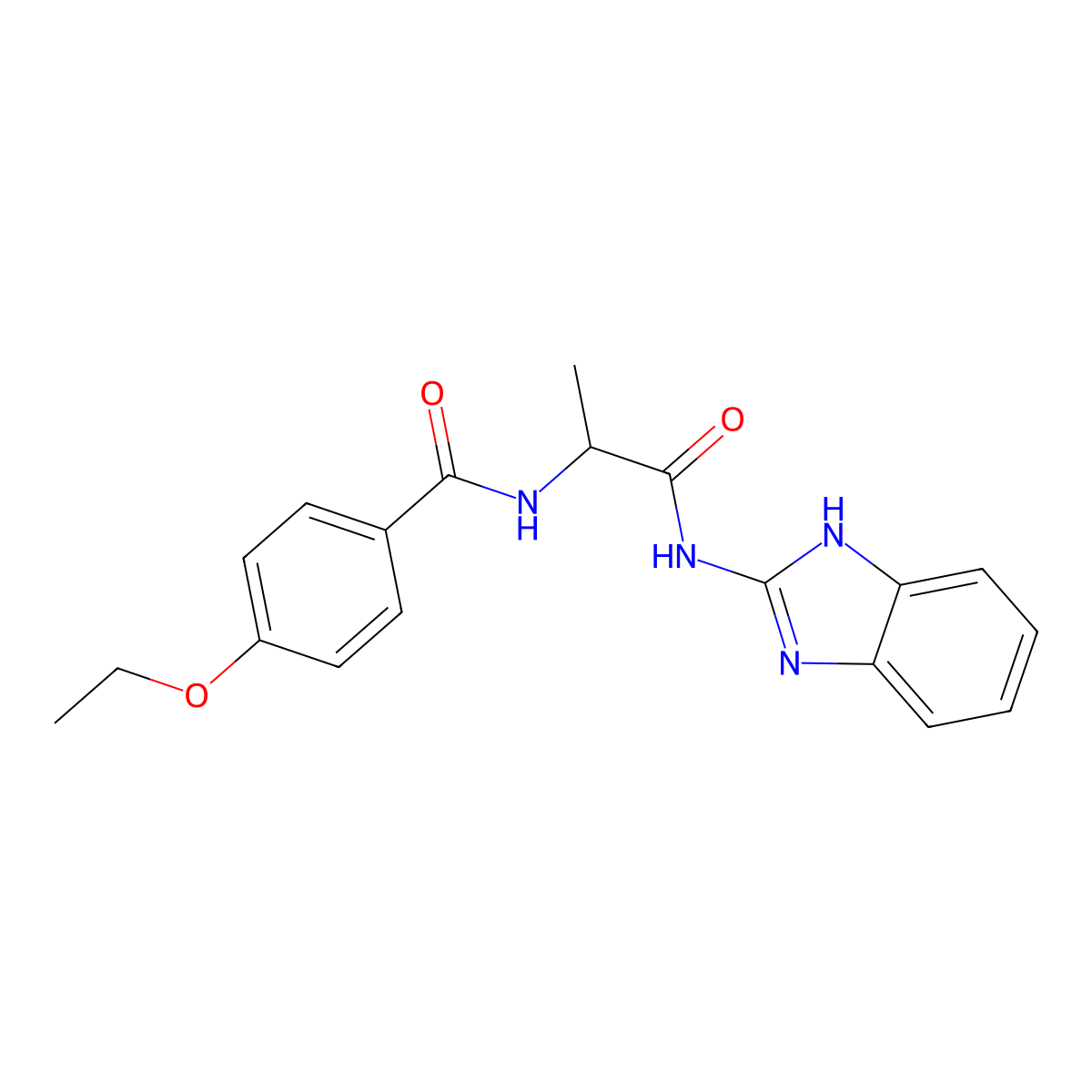 N-(1-((1H-benzo[d]imidazol-2-yl)amino)-1-oxopropan-2-yl)-4-ethoxybenzamide molecular structure, CAS 1236266-55-9