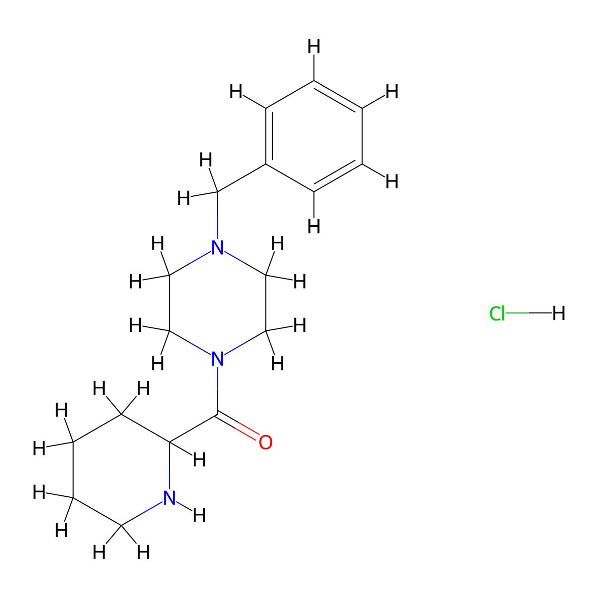 (4-Benzyl-1-piperazinyl)(2-piperidinyl)methanone hydrochloride molecular structure, CAS 1236266-59-3