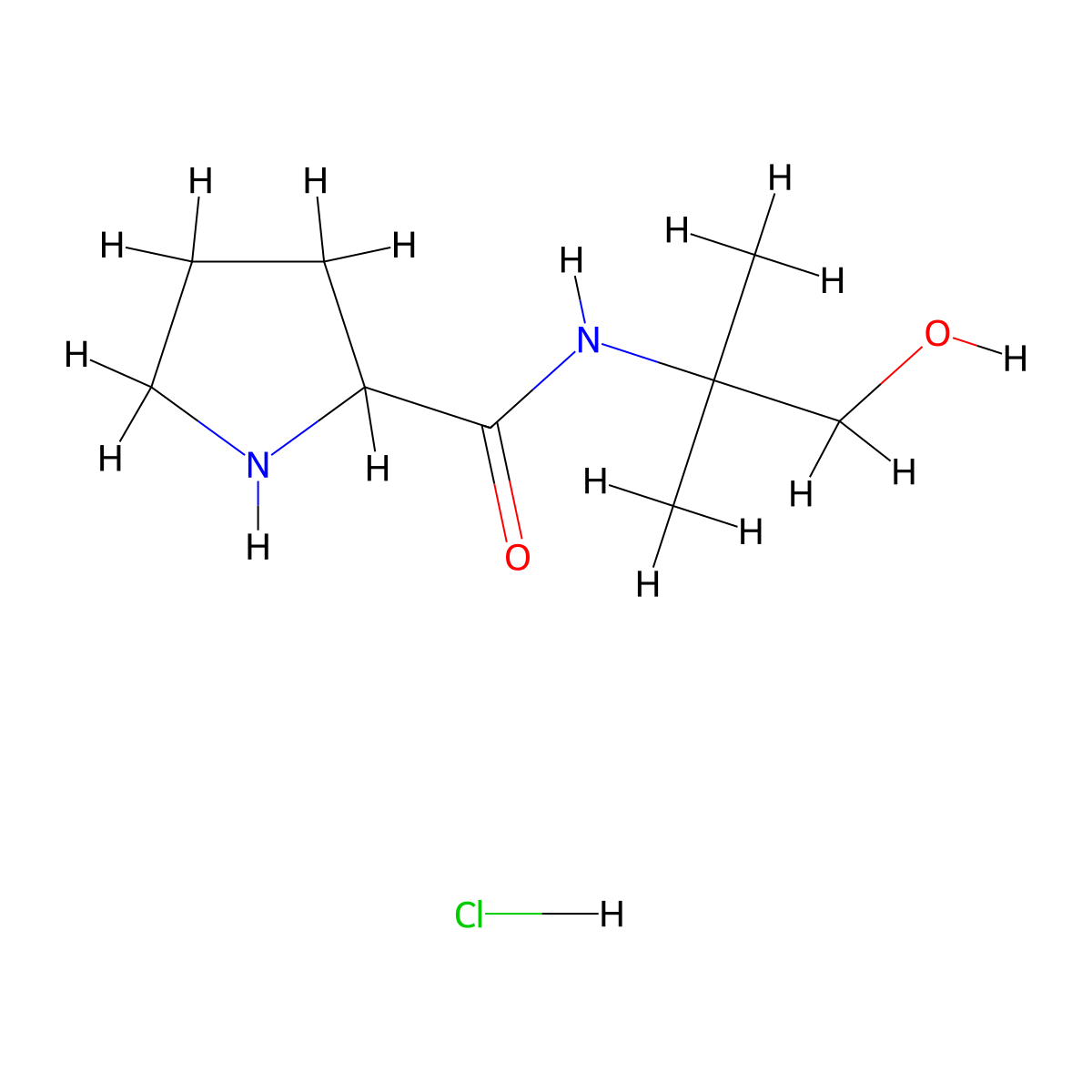 N-(2-Hydroxy-1,1-dimethylethyl)-2-pyrrolidinecarboxamide hydrochloride molecular structure, CAS 1236266-84-4