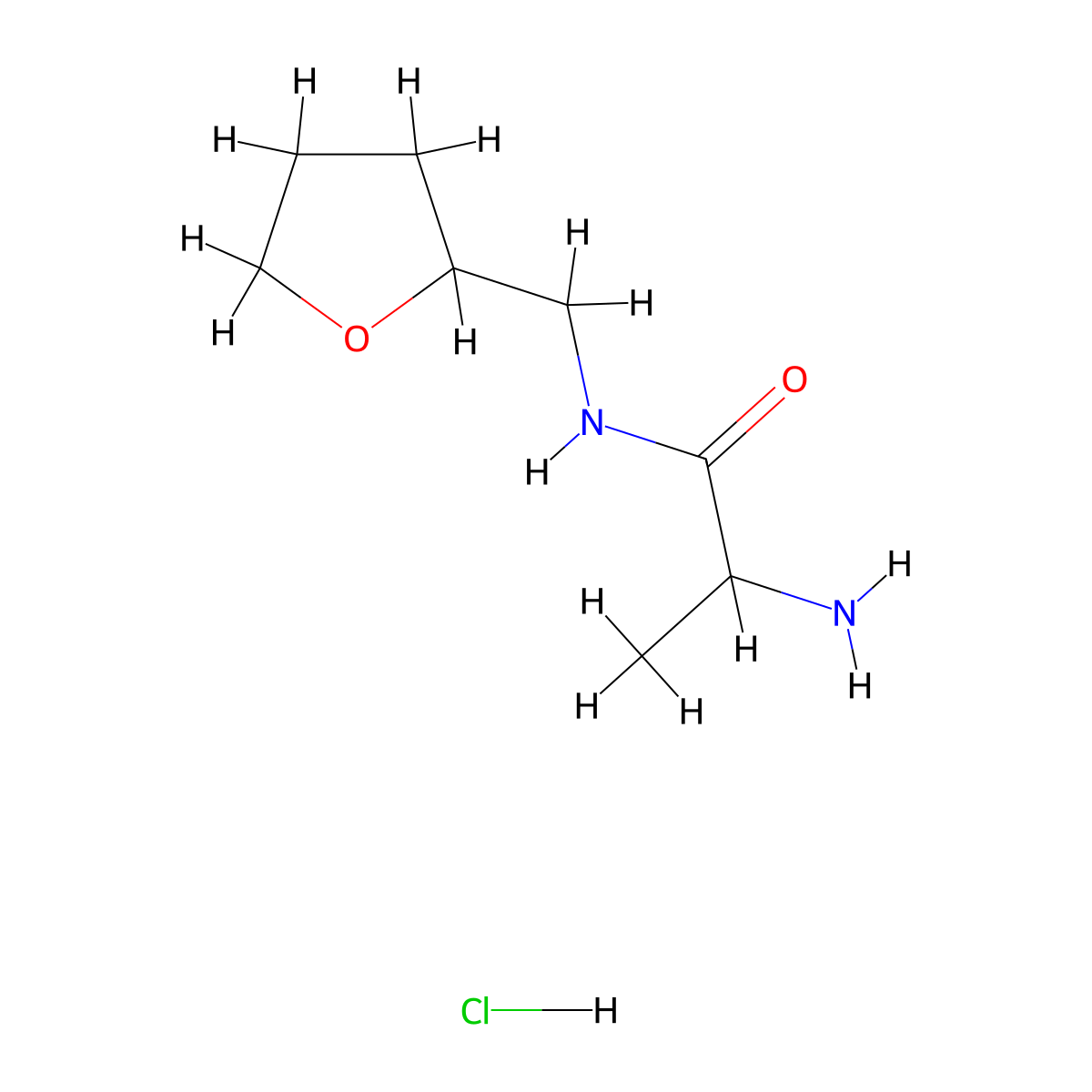2-Amino-N-(tetrahydro-2-furanylmethyl)propanamide hydrochloride molecular structure, CAS 1236266-87-7