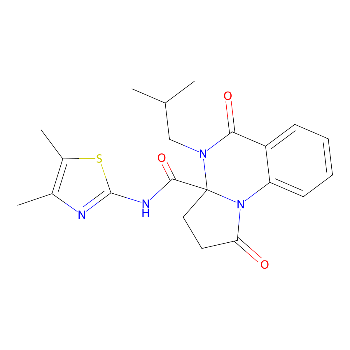 N-(4,5-Dimethyl-2-thiazolyl)-2,3,4,5-tetrahydro-4-(2-methylpropyl)-1,5-dioxopyrrolo[1,2-a]quinazoline-3a(1H)-carboxamide molecular structure, CAS 1236267-02-9