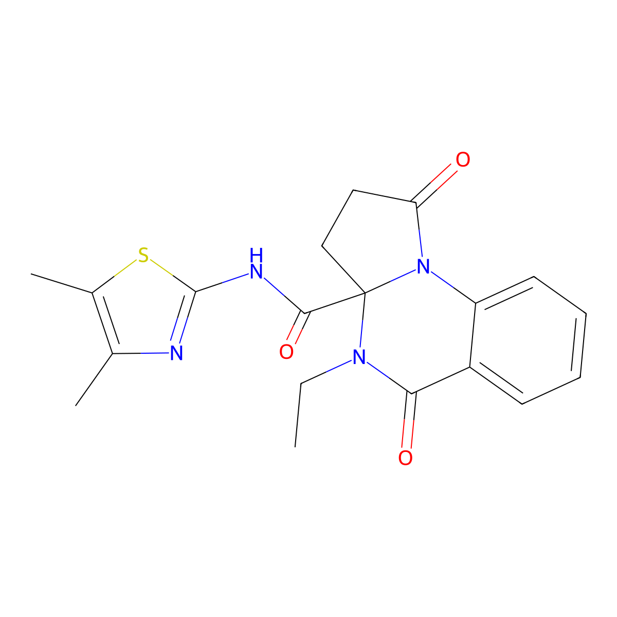 N-(4,5-dimethyl-1,3-thiazol-2-yl)-4-ethyl-1,5-dioxo-2,3,4,5-tetrahydropyrrolo[1,2-a]quinazoline-3a(1H)-carboxamide molecular structure, CAS 1236267-39-2