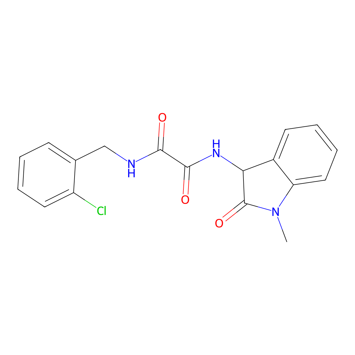 N-(2-chlorobenzyl)-N'-(1-methyl-2-oxo-2,3-dihydro-1H-indol-3-yl)ethanediamide molecular structure, CAS 1236267-59-6