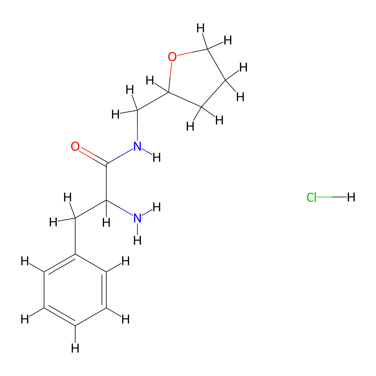 2-Amino-3-phenyl-N-(tetrahydro-2-furanylmethyl)-propanamide hydrochloride molecular structure, CAS 1236267-68-7