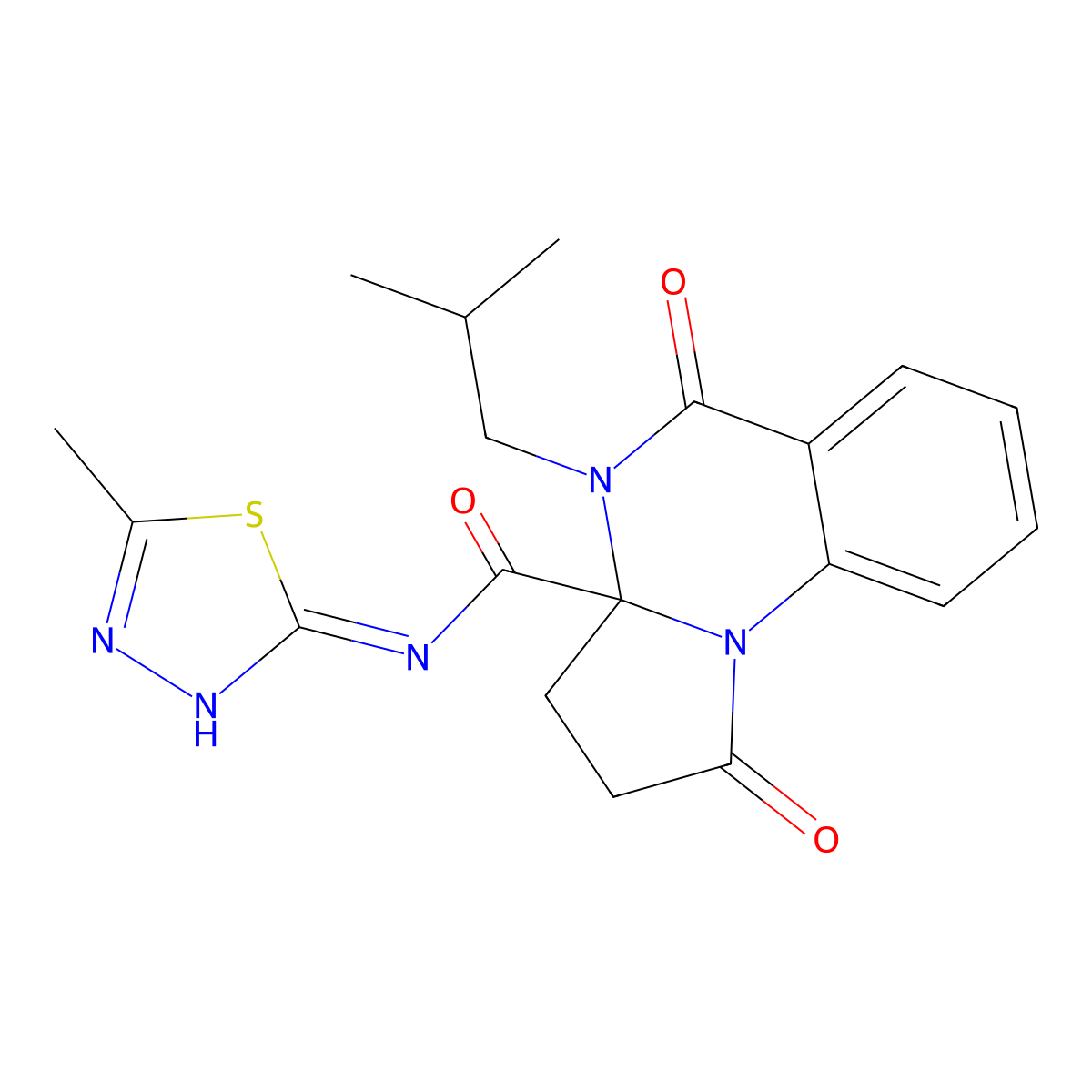 4-(2-methylpropyl)-N-[(2Z)-5-methyl-1,3,4-thiadiazol-2(3H)-ylidene]-1,5-dioxo-2,3,4,5-tetrahydropyrrolo[1,2-a]quinazoline-3a(1H)-carboxamide molecular structure, CAS 1236267-92-7