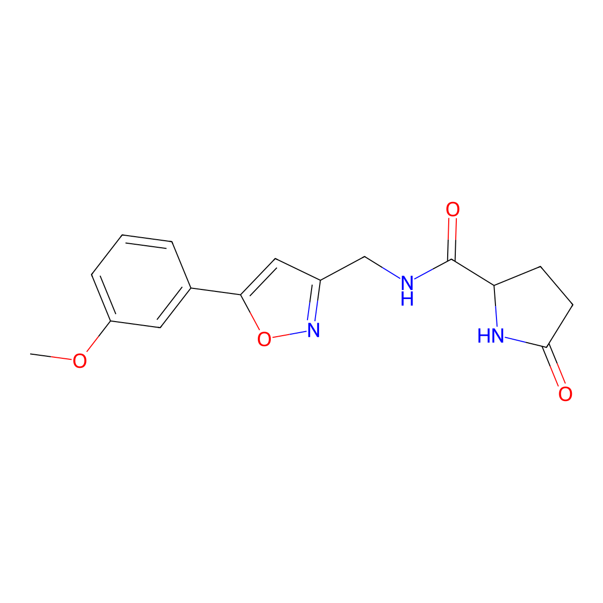N-((5-(3-methoxyphenyl)isoxazol-3-yl)methyl)-5-oxopyrrolidine-2-carboxamide molecular structure, CAS 1236268-89-5