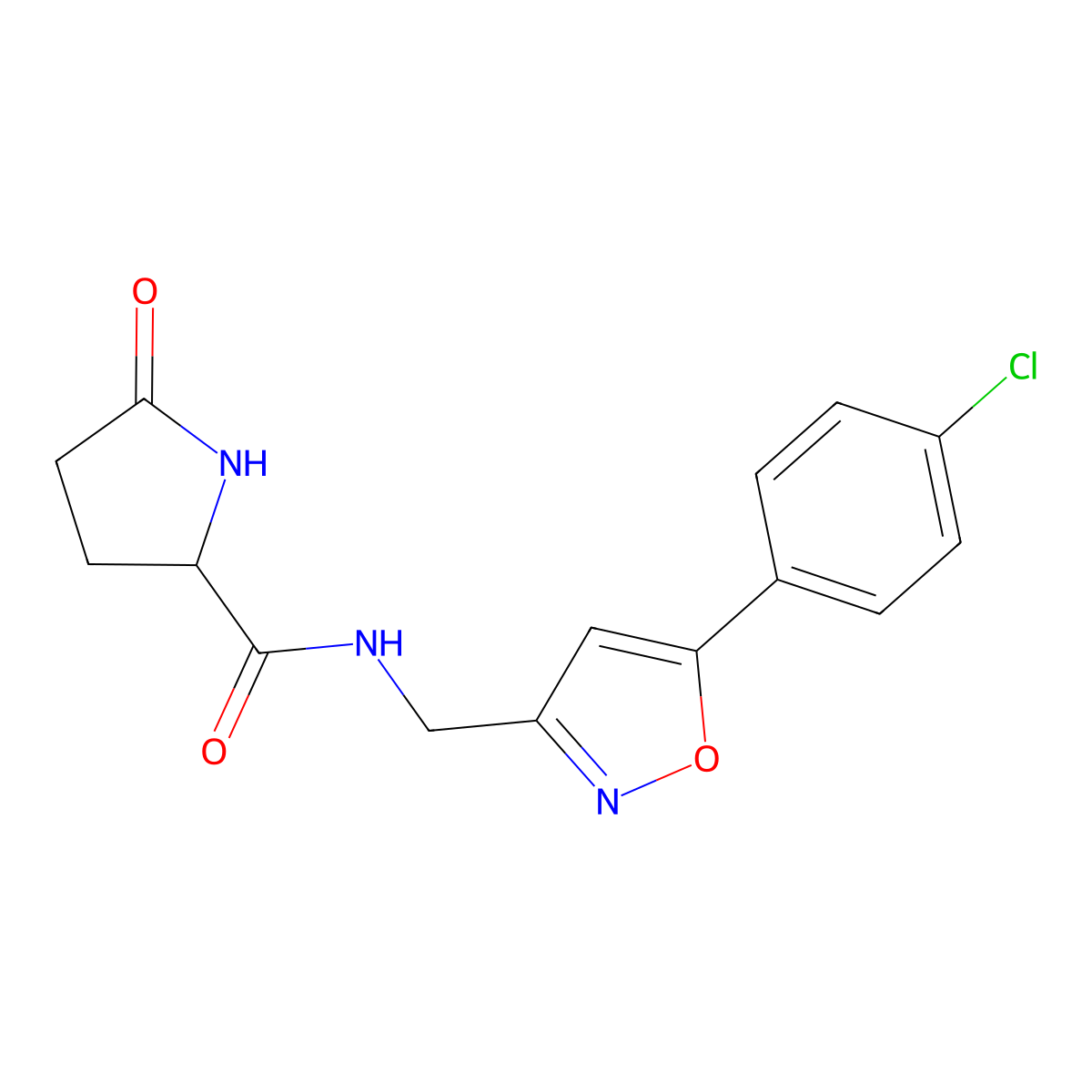 N-((5-(4-chlorophenyl)isoxazol-3-yl)methyl)-5-oxopyrrolidine-2-carboxamide molecular structure, CAS 1236270-13-5