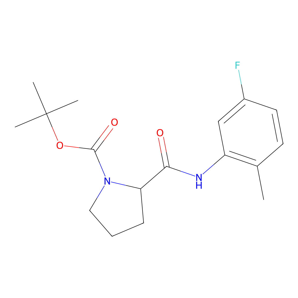 Tert-butyl 2-[(5-fluoro-2-methylphenyl)carbamoyl]pyrrolidine-1-carboxylate molecular structure, CAS 1236271-53-6