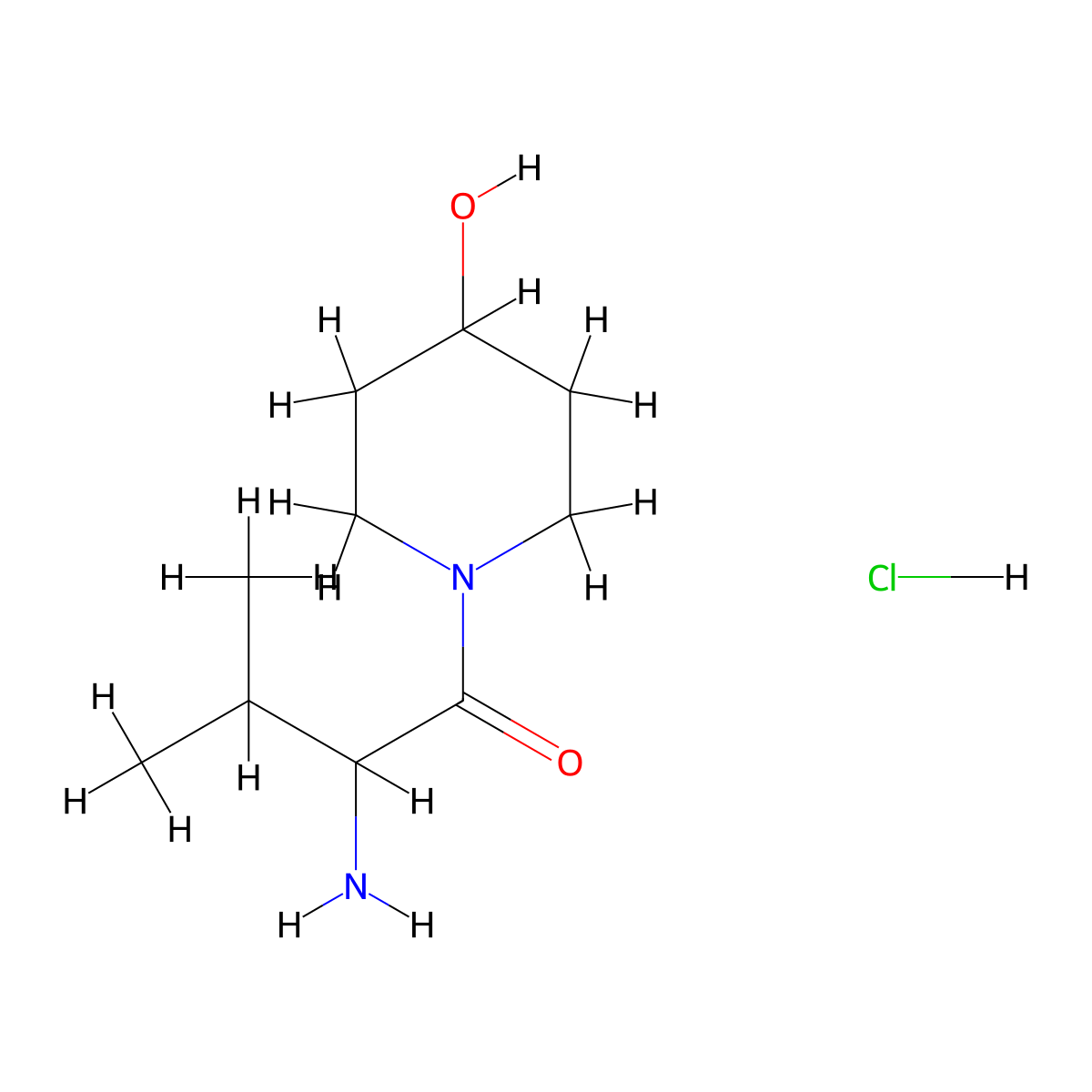 2-Amino-1-(4-hydroxy-1-piperidinyl)-3-methyl-1-butanone hydrochloride molecular structure, CAS 1236272-30-2