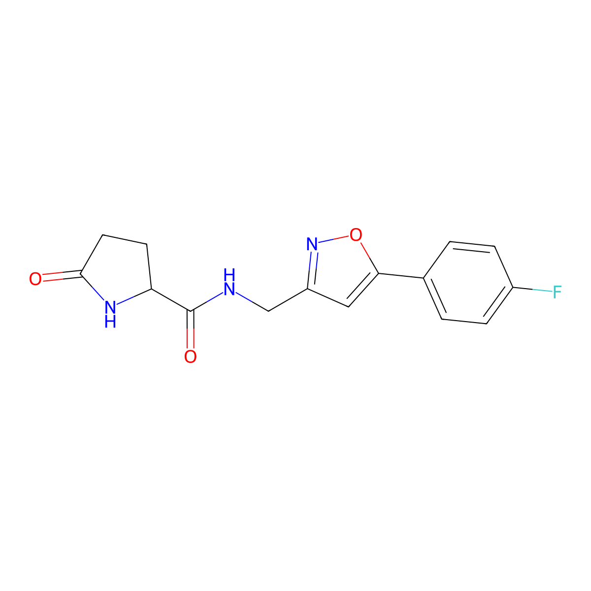N-((5-(4-fluorophenyl)isoxazol-3-yl)methyl)-5-oxopyrrolidine-2-carboxamide molecular structure, CAS 1236272-64-2