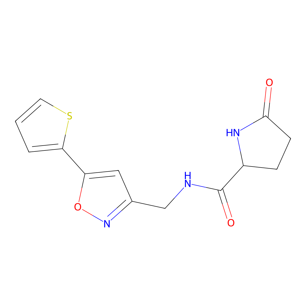 5-oxo-N-((5-(thiophen-2-yl)isoxazol-3-yl)methyl)pyrrolidine-2-carboxamide molecular structure, CAS 1236272-65-3