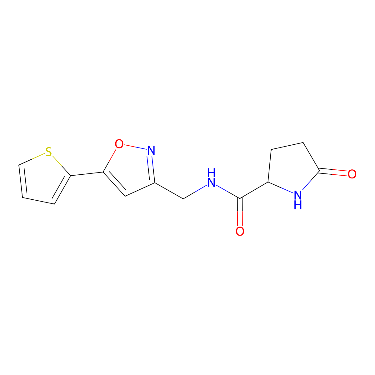 5-oxo-N-((5-(thiophen-2-yl)isoxazol-3-yl)methyl)pyrrolidine-2-carboxamide molecular structure, CAS 1236272-65-3
