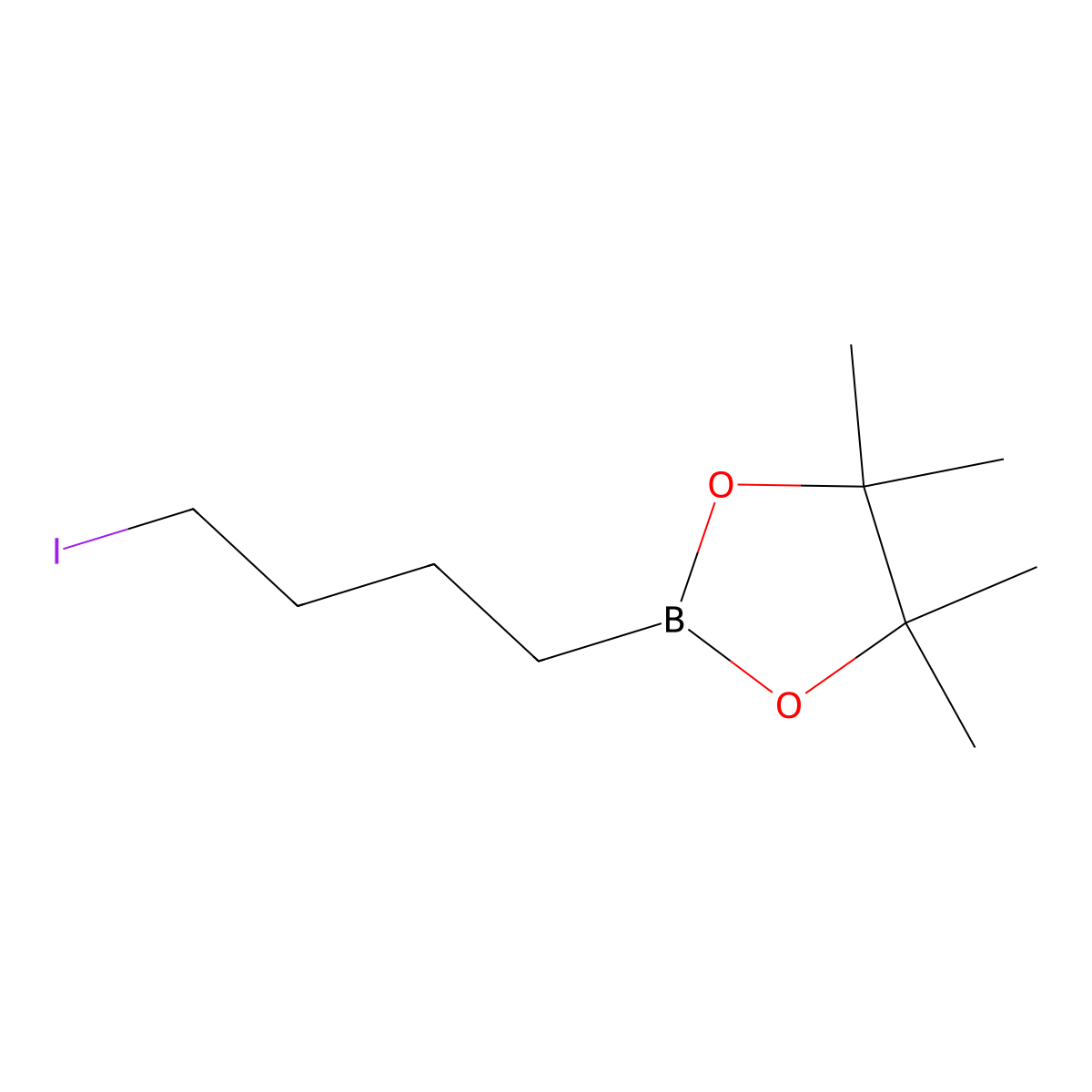 2-(4-Iodobutyl)-4,4,5,5-tetramethyl-1,3,2-dioxaborolane molecular structure, CAS 1236275-93-6