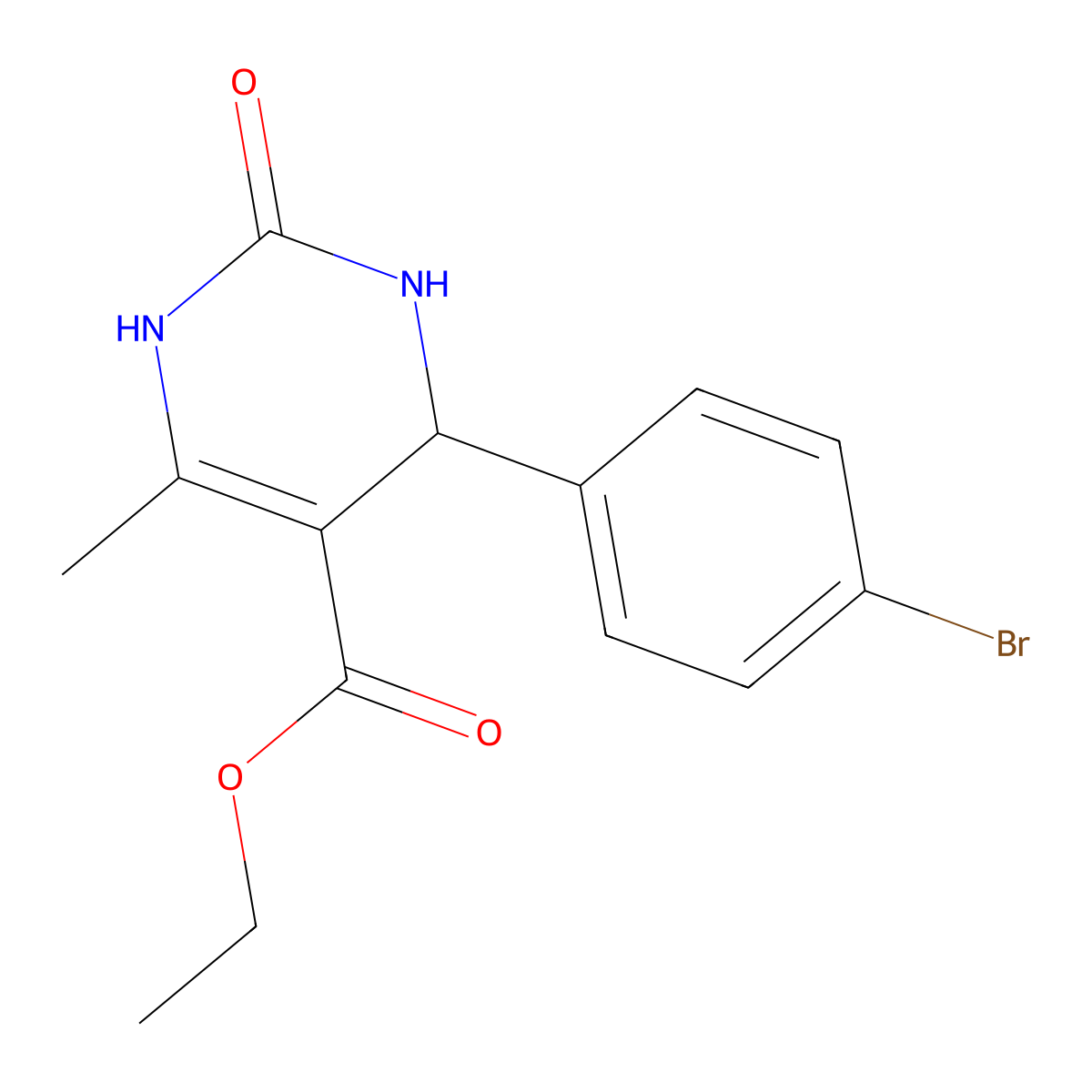 Ethyl 4-(4-bromophenyl)-2-hydroxy-6-methyl-1,4-dihydropyrimidine-5-carboxylate molecular structure, CAS 123629-43-6